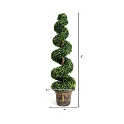 4' Artificial Boxwood Spiral Topiary Trees (Set of 2)