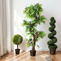4' Artificial Boxwood Spiral Topiary Trees (Set of 2)