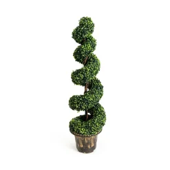 4' Artificial Boxwood Spiral Topiary Trees (Set of 2)