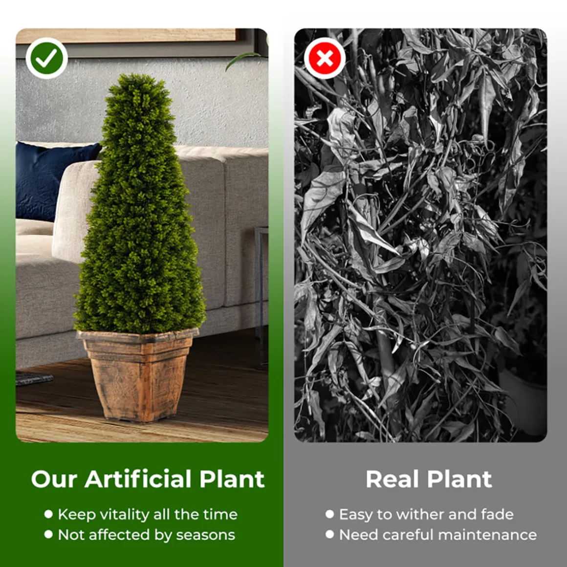 3' Artificial Boxwood Topiary Tree with Cement Flowerpot