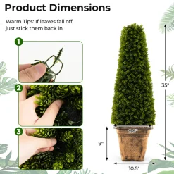 3' Artificial Boxwood Topiary Tree with Cement Flowerpot