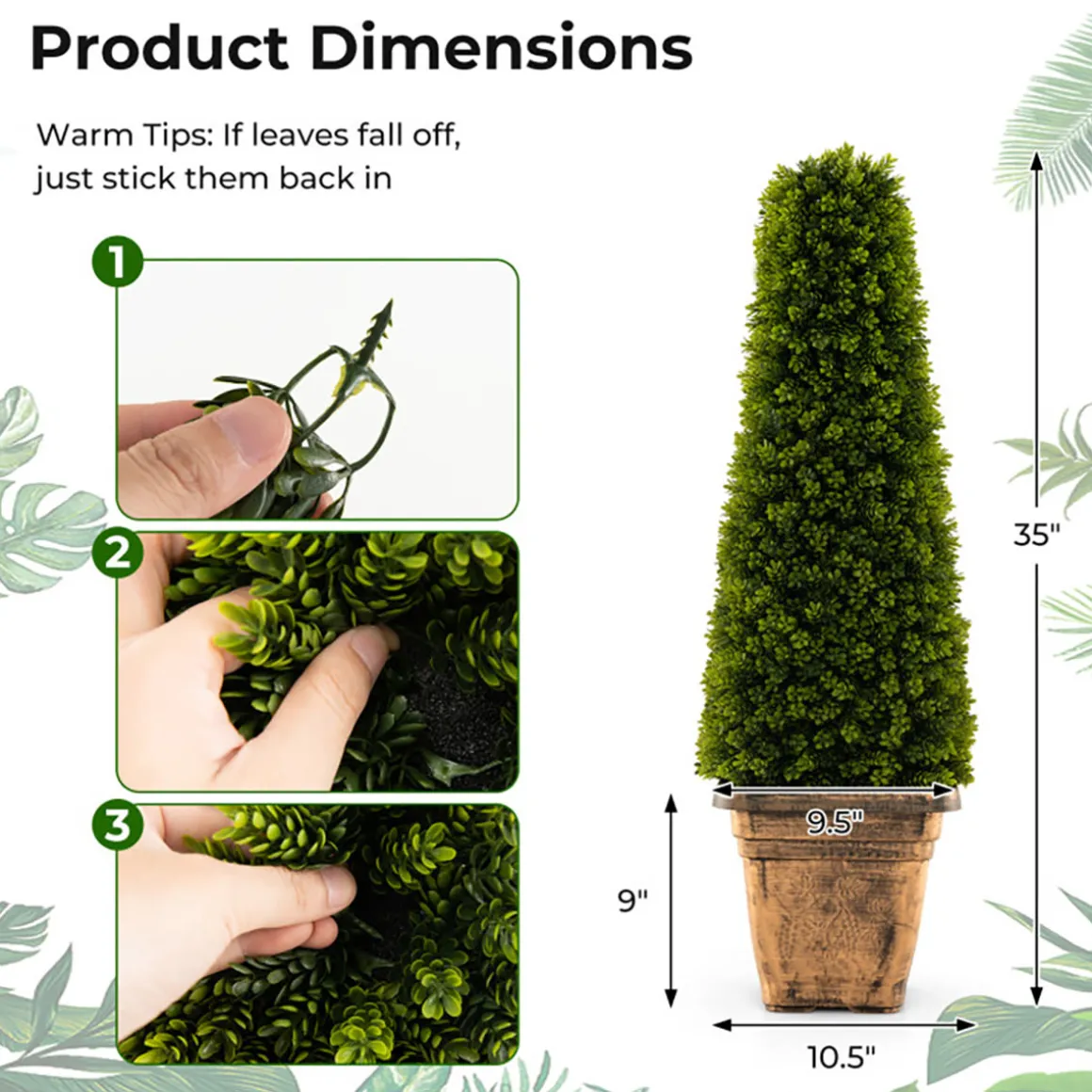 3' Artificial Boxwood Topiary Tree with Cement Flowerpot