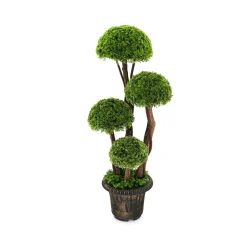 3' Artificial Cedar Topiary Tree with Rattan Trunk