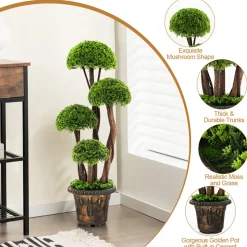 3' Artificial Cedar Topiary Tree with Rattan Trunk
