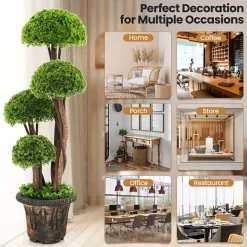 3' Artificial Cedar Topiary Tree with Rattan Trunk