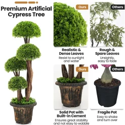 3' Artificial Cedar Topiary Tree with Rattan Trunk