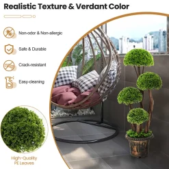 3' Artificial Cedar Topiary Tree with Rattan Trunk