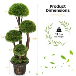 3' Artificial Cedar Topiary Tree with Rattan Trunk