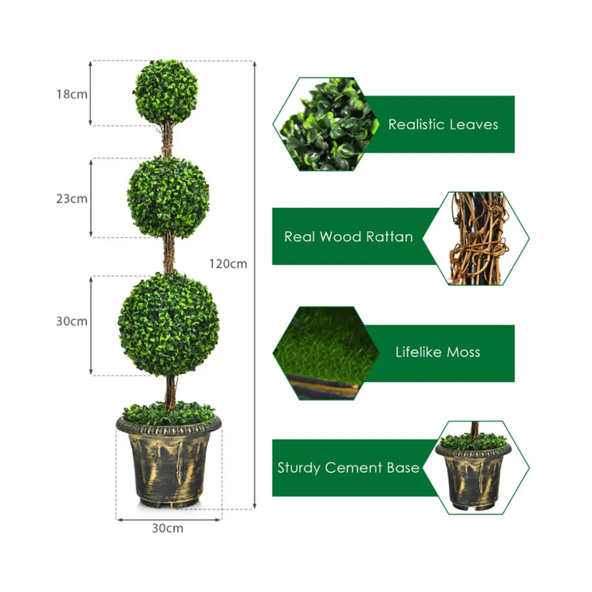 4' Artificial Topiary Triple Ball Tree