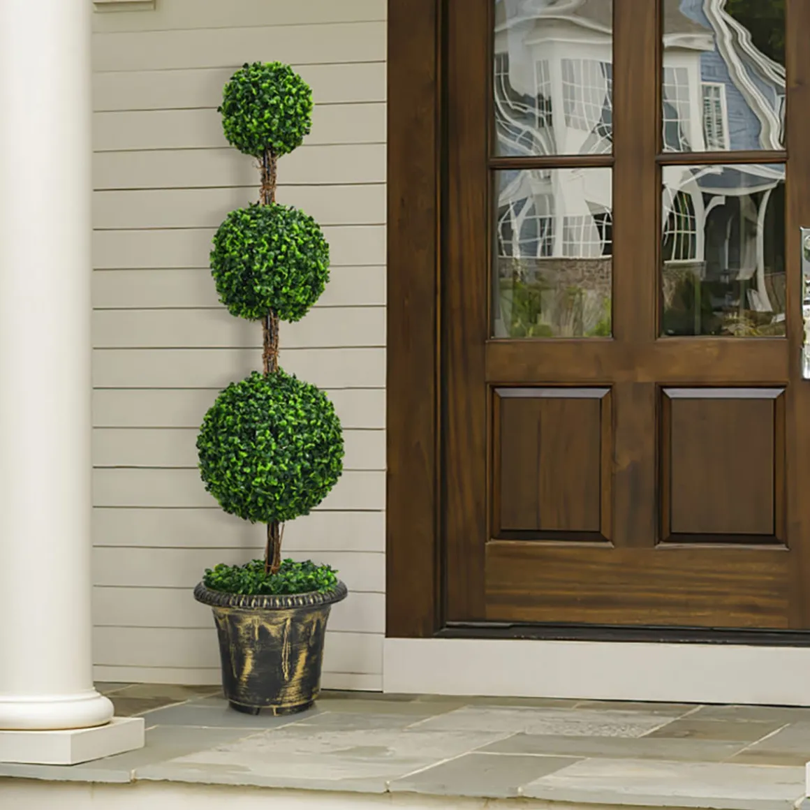 4' Artificial Topiary Triple Ball Tree