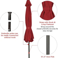 10' Cantilever Patio Umbrella with Solar Powered Lights
