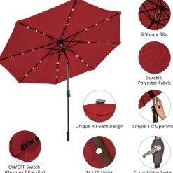 10' Cantilever Patio Umbrella with Solar Powered Lights