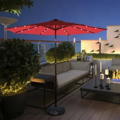 10' Cantilever Patio Umbrella with Solar Powered Lights