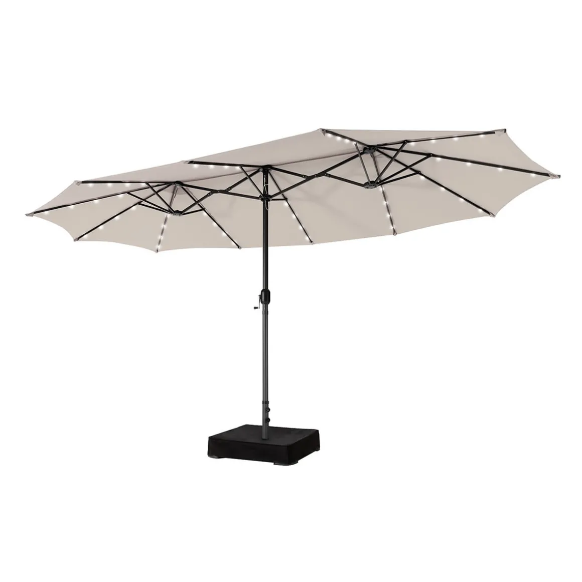 15' Double-Sided Patio Umbrella with Solar Powered LED Lights