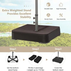 15' Double-Sided Patio Umbrella with Solar Powered LED Lights