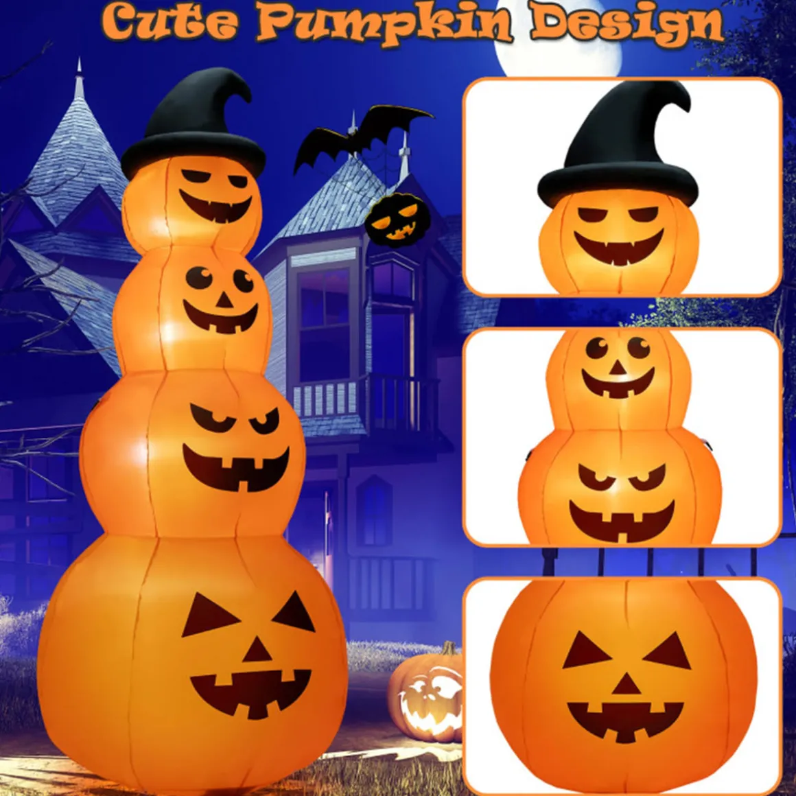 8' Inflatable Halloween Pumpkin Stack