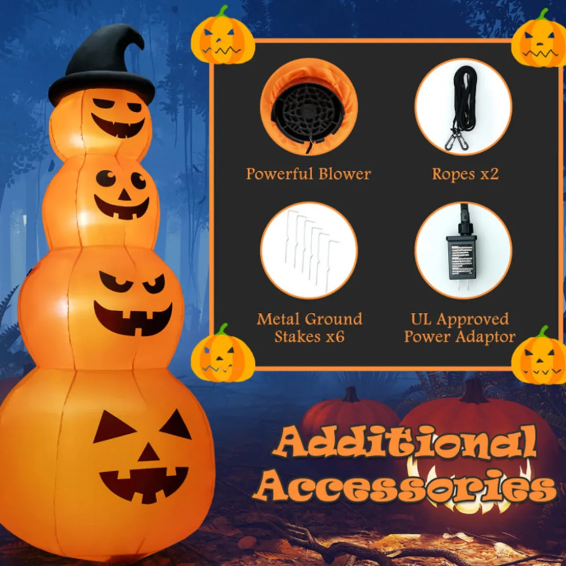 8' Inflatable Halloween Pumpkin Stack