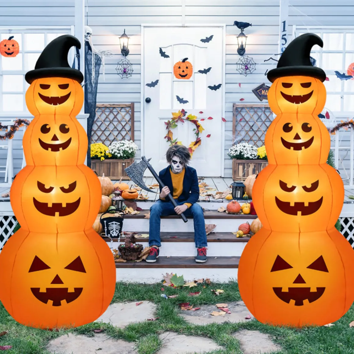 8' Inflatable Halloween Pumpkin Stack