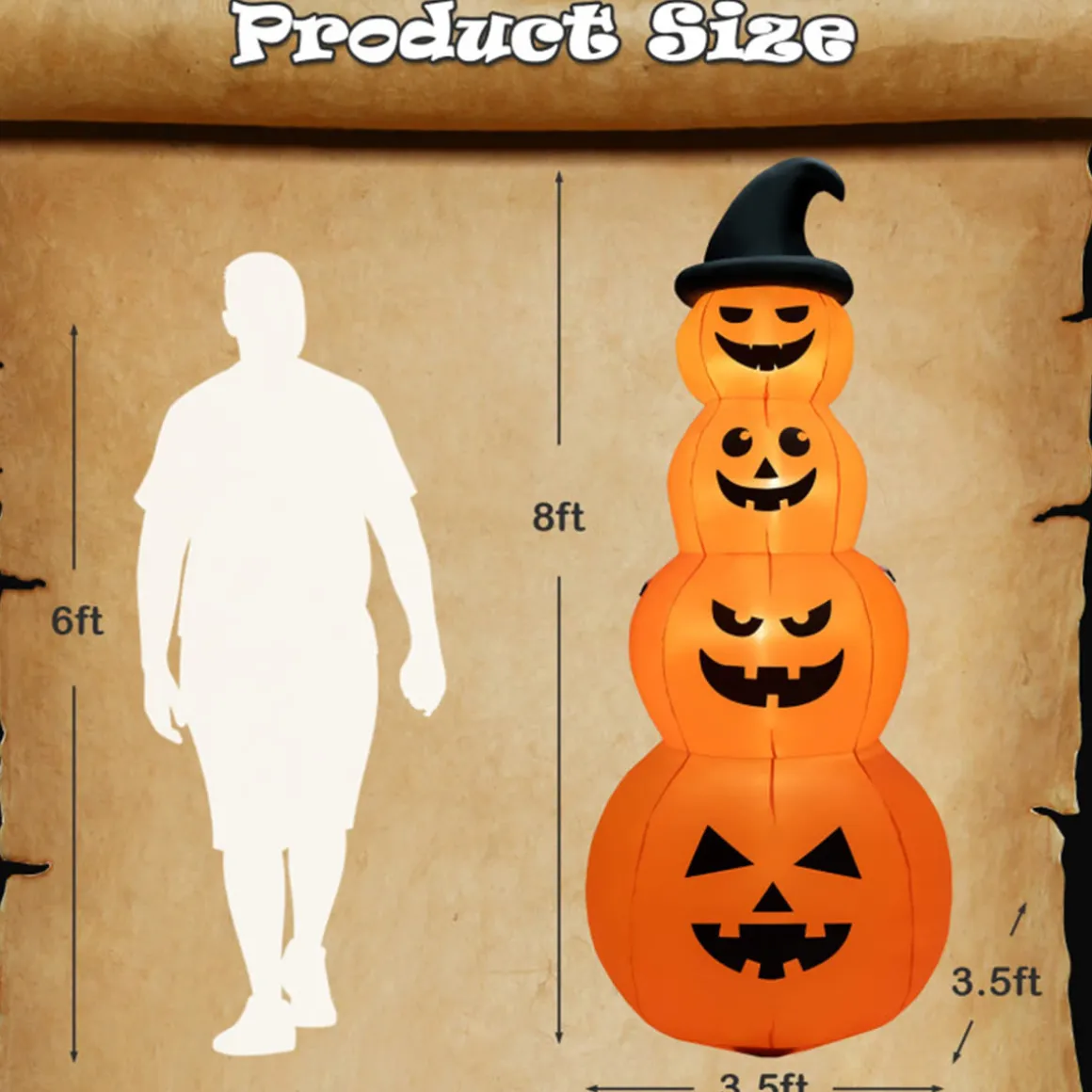 8' Inflatable Halloween Pumpkin Stack