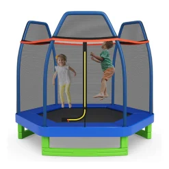 7' Kids Bounce Jumper Trampoline with Enclosure