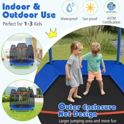 7' Kids Bounce Jumper Trampoline with Enclosure