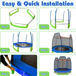 7' Kids Bounce Jumper Trampoline with Enclosure