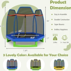 7' Kids Bounce Jumper Trampoline with Enclosure