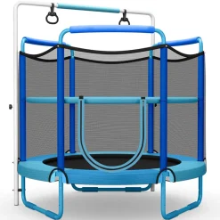 5' Kids 3-in-1 Game Trampoline with Enclosure Net Spring Pad