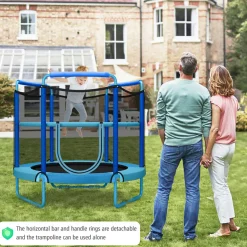 5' Kids 3-in-1 Game Trampoline with Enclosure Net Spring Pad