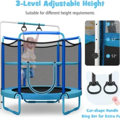 5' Kids 3-in-1 Game Trampoline with Enclosure Net Spring Pad