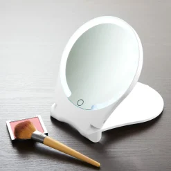 10X Lighted Folding Travel Mirror by Sharper Image