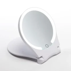 10X Lighted Folding Travel Mirror by Sharper Image