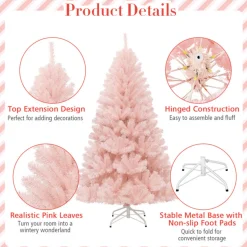 6' Pink Pre-Lit Artificial Hinged Fur Christmas Tree