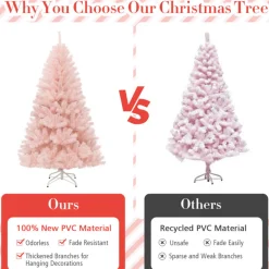 6' Pink Pre-Lit Artificial Hinged Fur Christmas Tree
