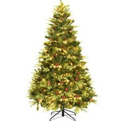 7' Pre-Lit Artificial Christmas Tree with Pinecones
