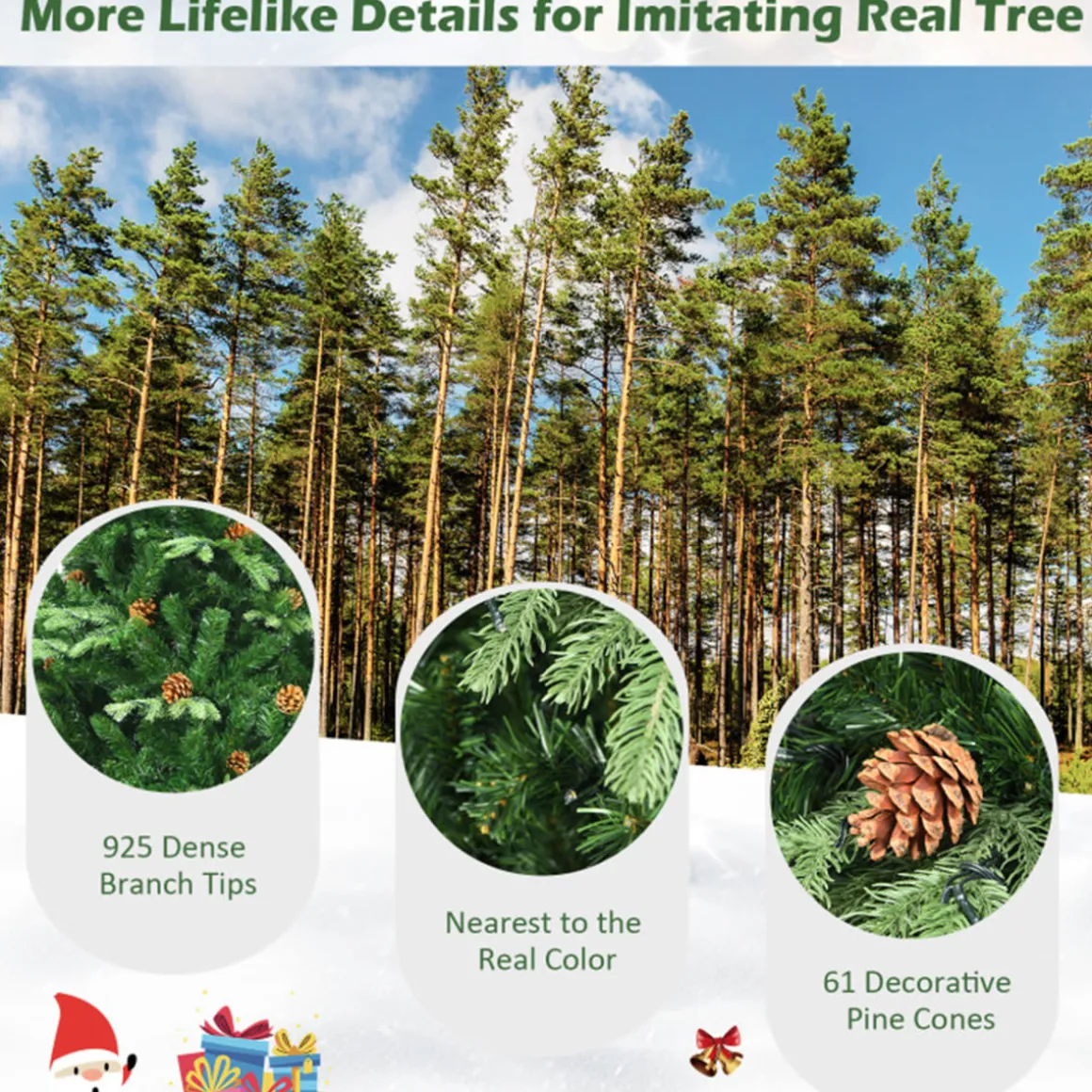 7' Pre-Lit Artificial Christmas Tree with Pinecones