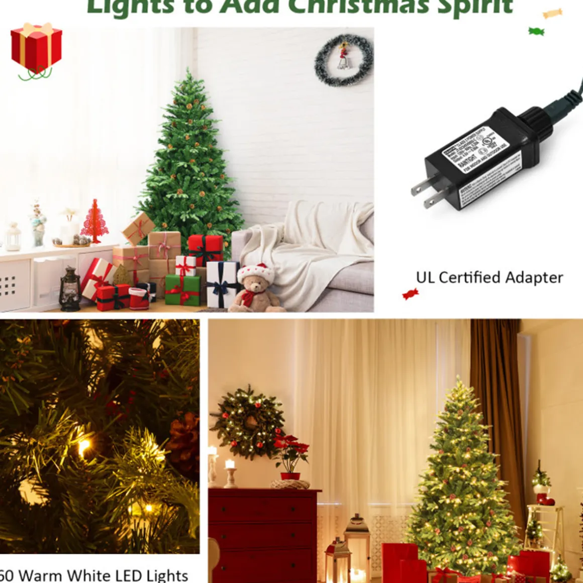 7' Pre-Lit Artificial Christmas Tree with Pinecones