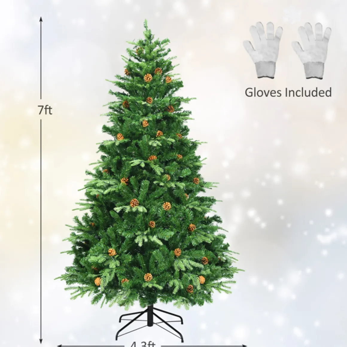 7' Pre-Lit Artificial Christmas Tree with Pinecones
