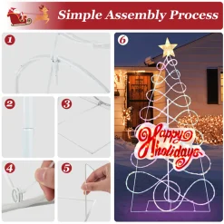5.6' Pre-Lit Happy Holidays Christmas Tree Decoration