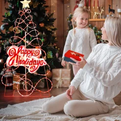 5.6' Pre-Lit Happy Holidays Christmas Tree Decoration