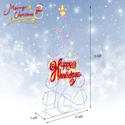 5.6' Pre-Lit Happy Holidays Christmas Tree Decoration