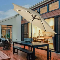 9' Solar LED Lighted Patio Table Umbrella