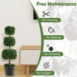 35'' Artificial Boxwood Topiary Ball Tree with Cement Pot