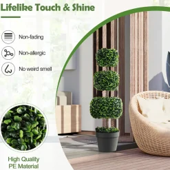 35'' Artificial Boxwood Topiary Ball Tree with Cement Pot