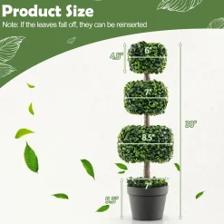 35'' Artificial Boxwood Topiary Ball Tree with Cement Pot