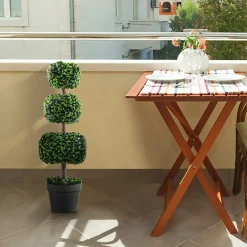 35'' Artificial Boxwood Topiary Ball Tree with Cement Pot