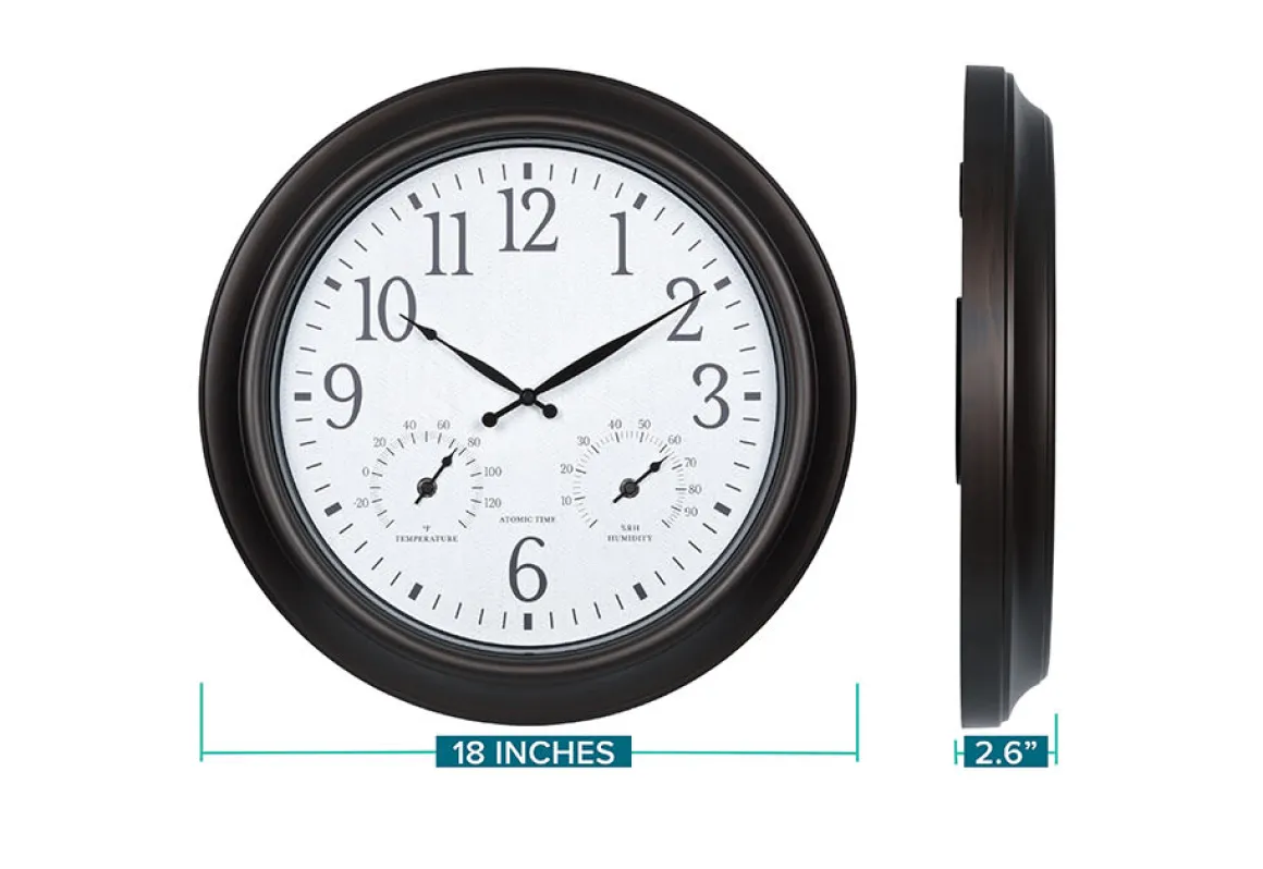 18'' Atomic Outdoor Clock with Thermometer and Humidity