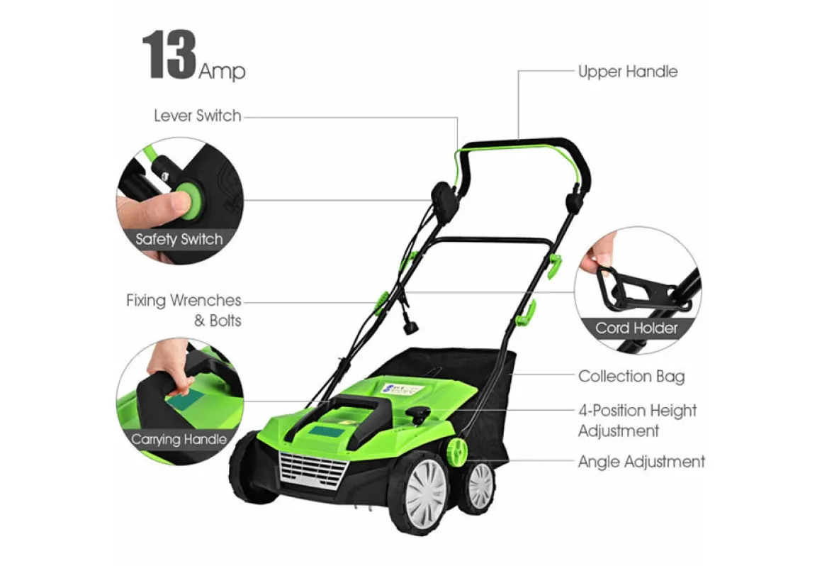 15'' Corded Electric Lawn Dethatcher