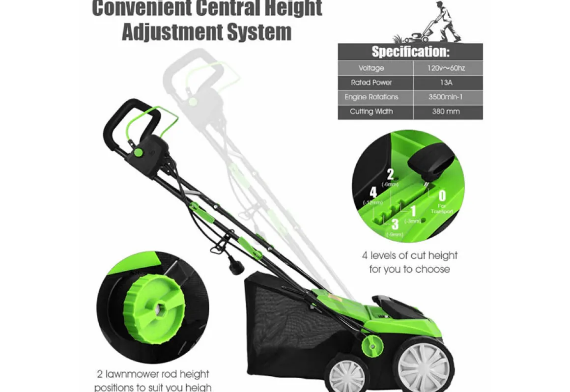 15'' Corded Electric Lawn Dethatcher