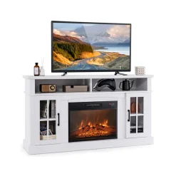 58'' Fireplace TV Stand with Side Cabinets